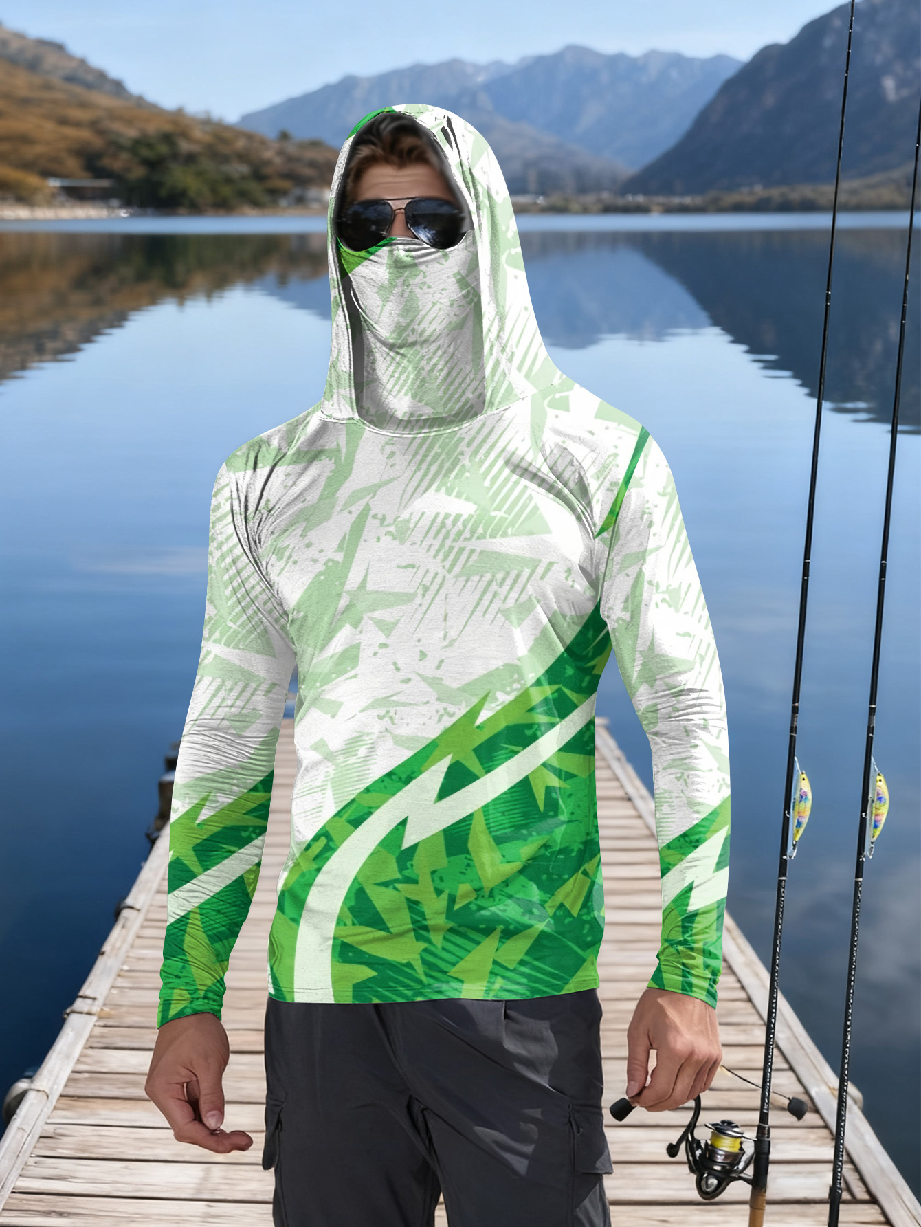 Fishing Shirt Uv Protection - Men's Fishing Hooded Long-Sleeved Camouflage Sunscreen