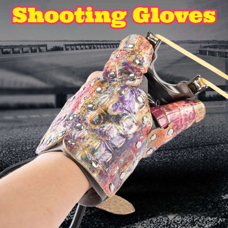 Fishing Gloves - Half Finger Cowhide Gloves Crocodile Texture