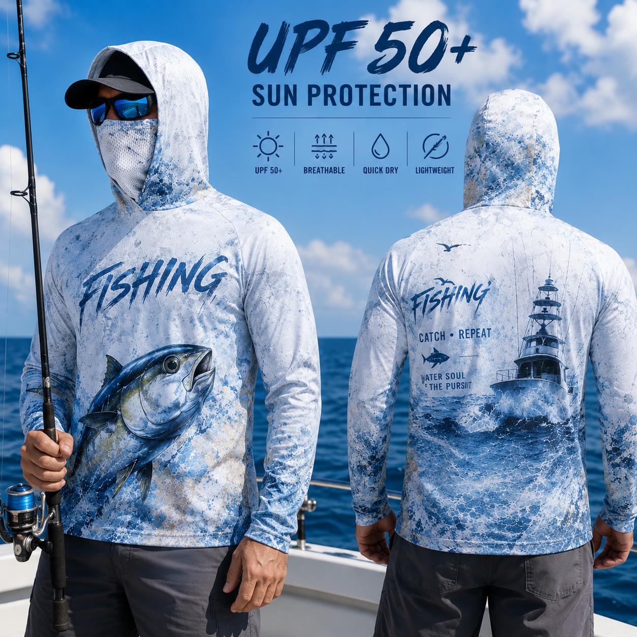 Fishing Hoodie Shirt Men Long  – обзор и цена Fishing Mask Sun Protection