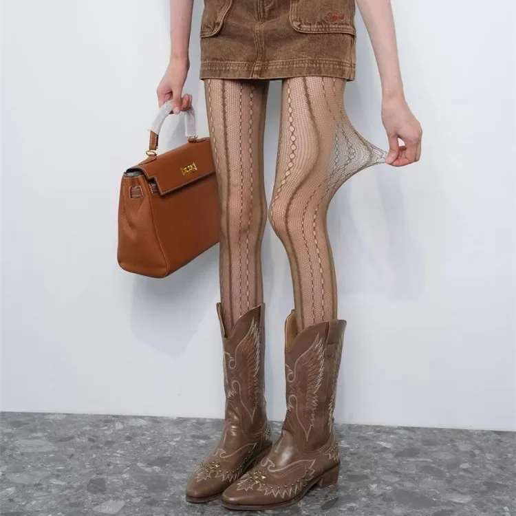 Retro Brown Lace Hollow Mesh F – обзор и цена Fishing Socks
